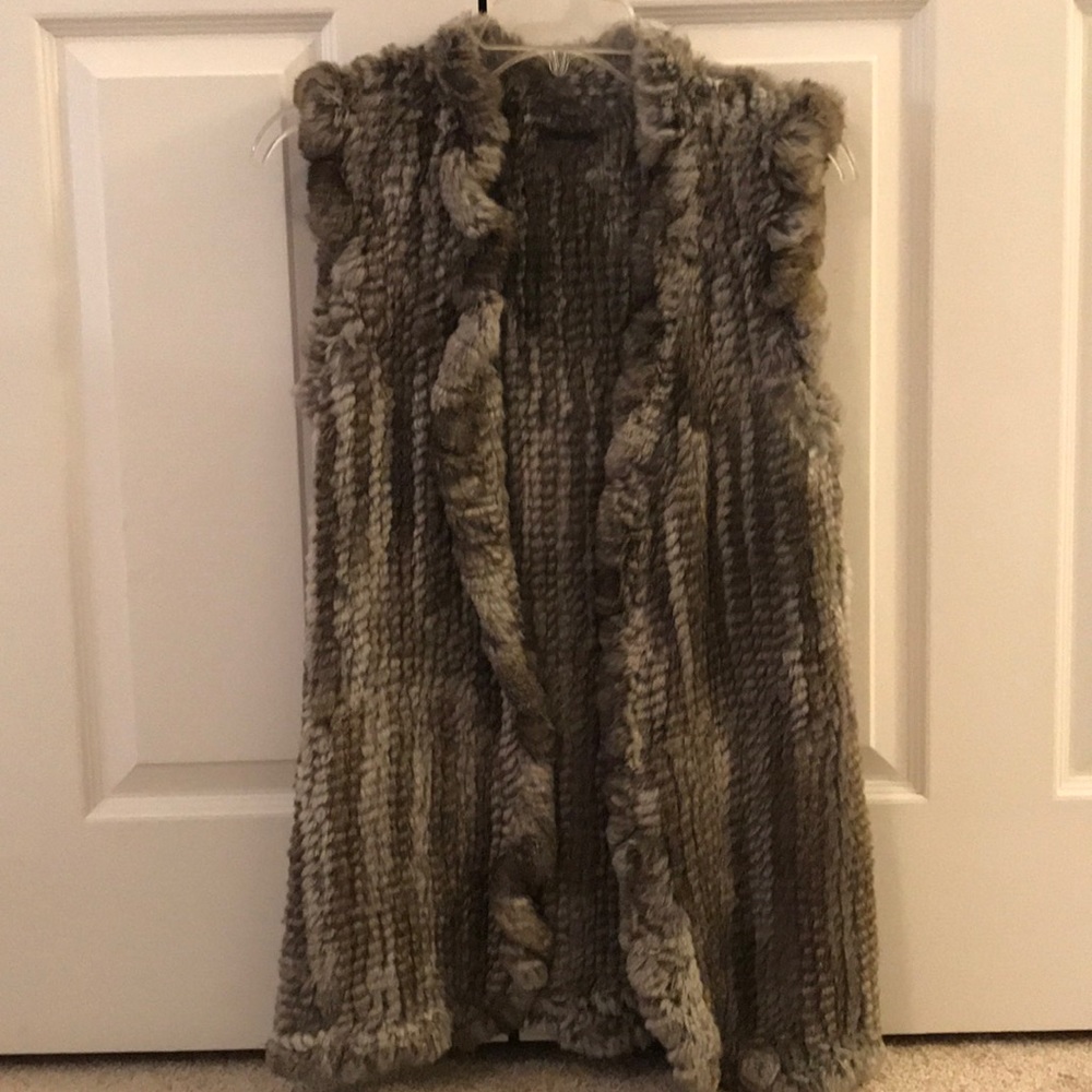 Love Token Grey Rabbit Fur Vest